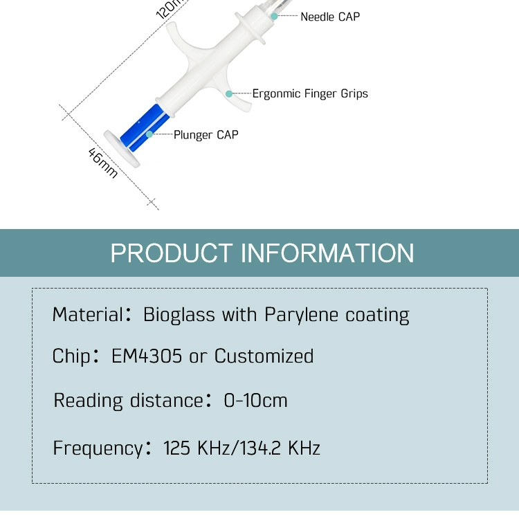 125kHz RFID Glass Tag Small Pet Microchip 1.25*7mm for Fish/Cat/Dog Pet Tracking ID